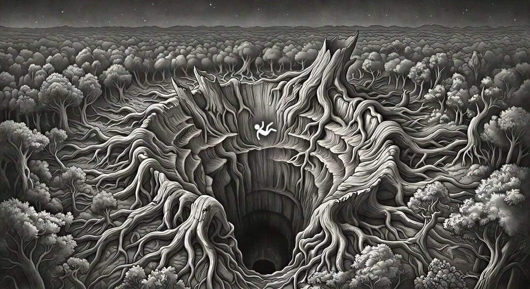 Falling into a funnel